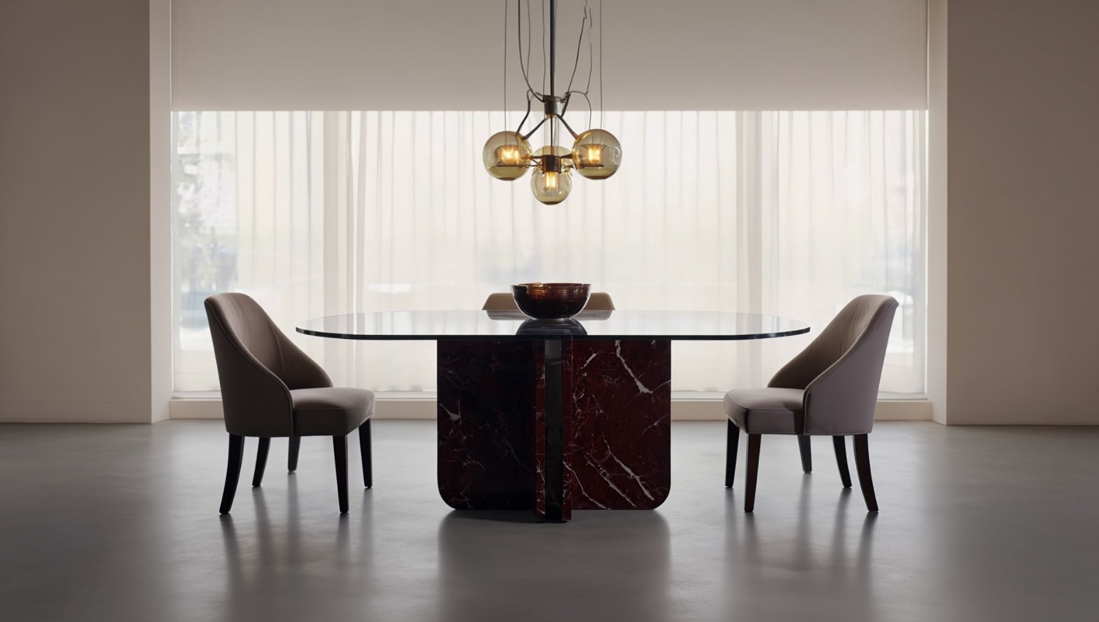 Valery Red Marble Oval Dining Table