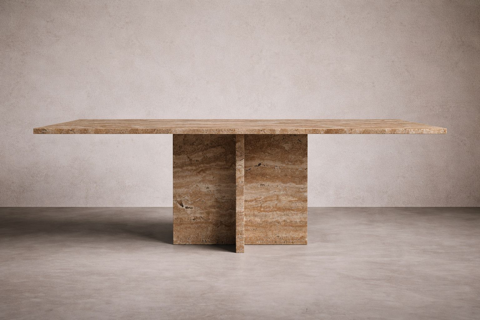 Translucent Rectangular Noche Travertine Dining Table