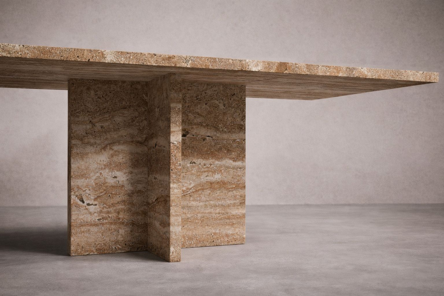 Translucent Rectangular Travertine Dining Table