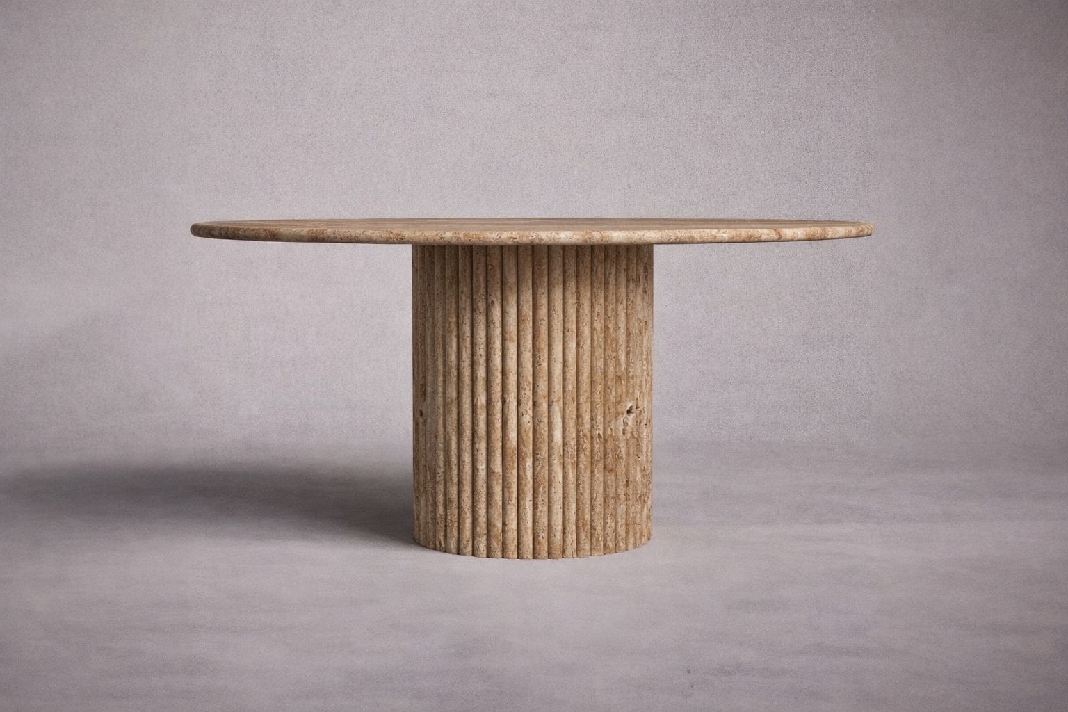 Aurelia Oval Noche Travertine Dining Table