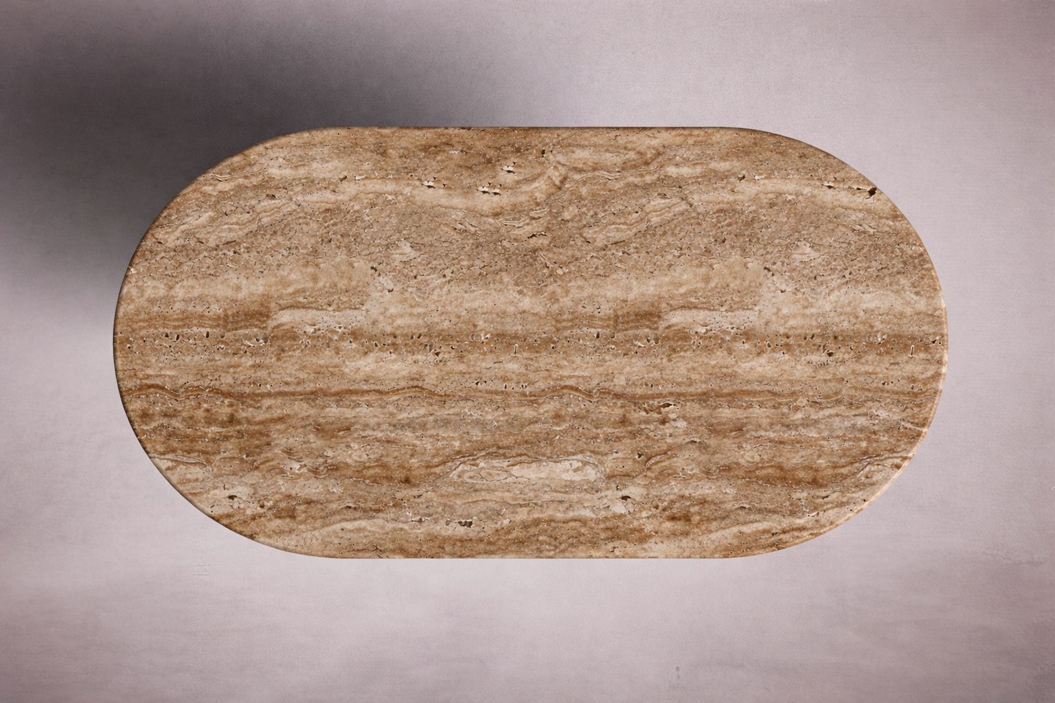 Aurelia Oval Noche Travertine Dining Table