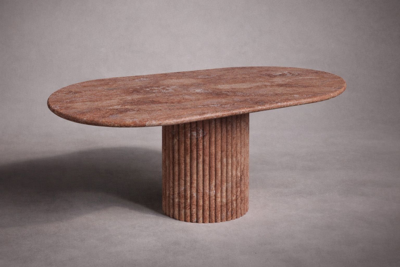 Aurelia Oval Noche Travertine Dining Table