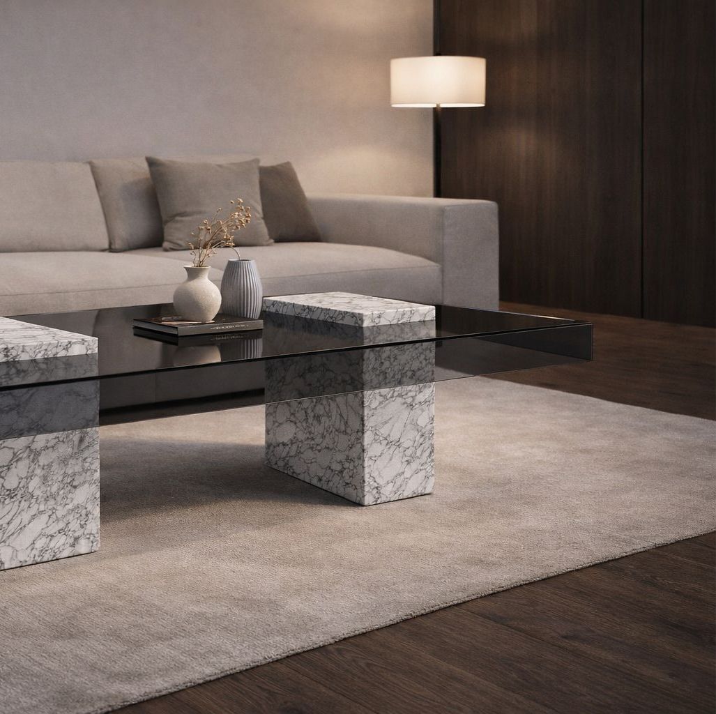 Statue Rectangular Travertine Coffee Table