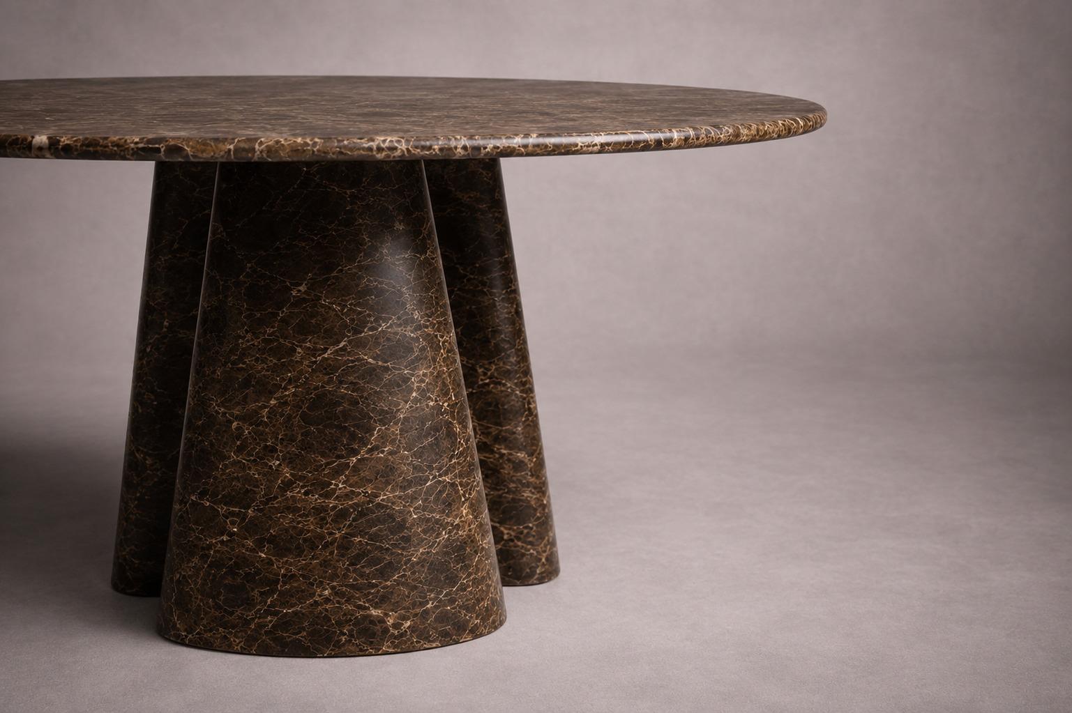 Guasha Emperador Dark Marble Round Dining Table