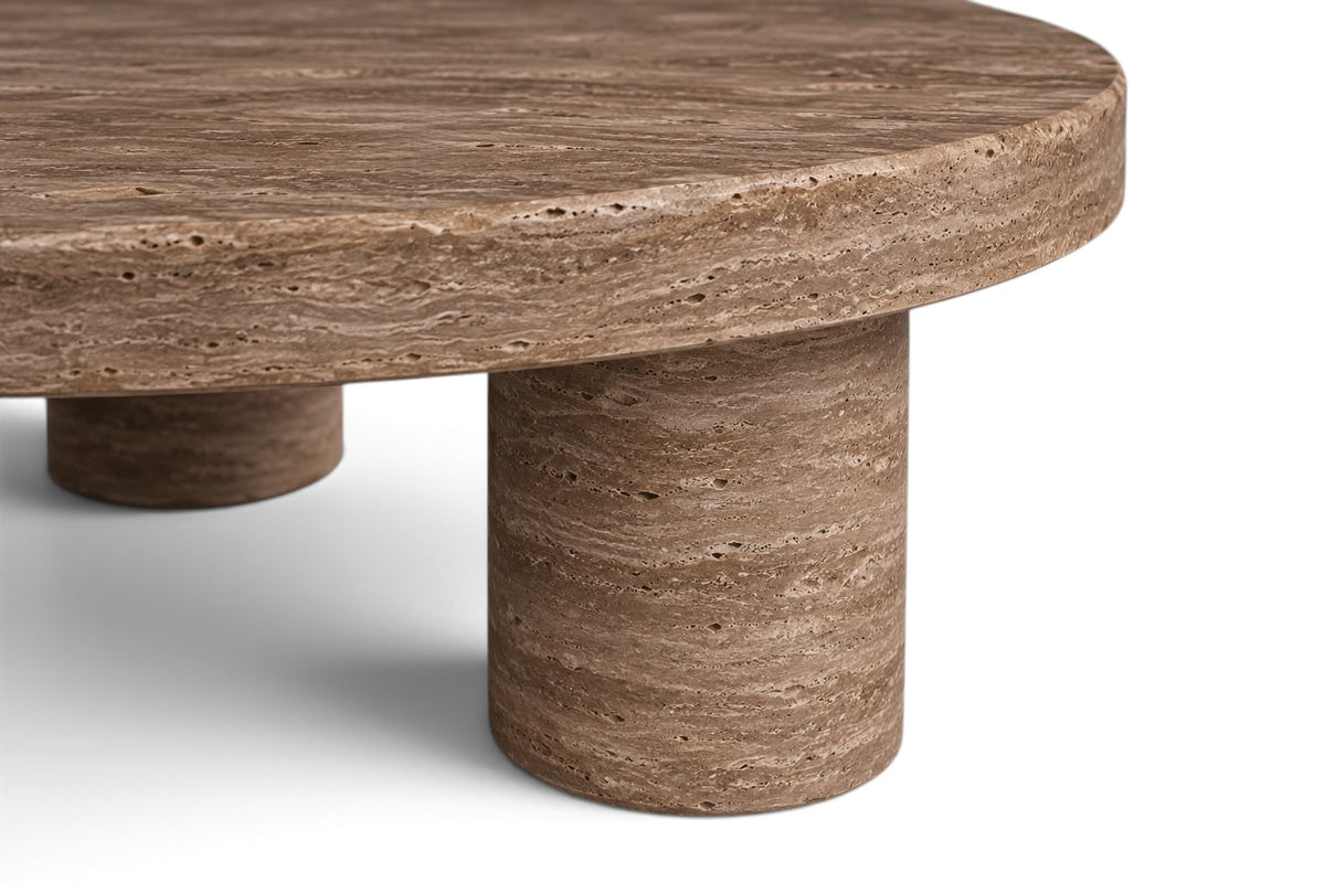 Bora Noche Travertine Round Coffee Table