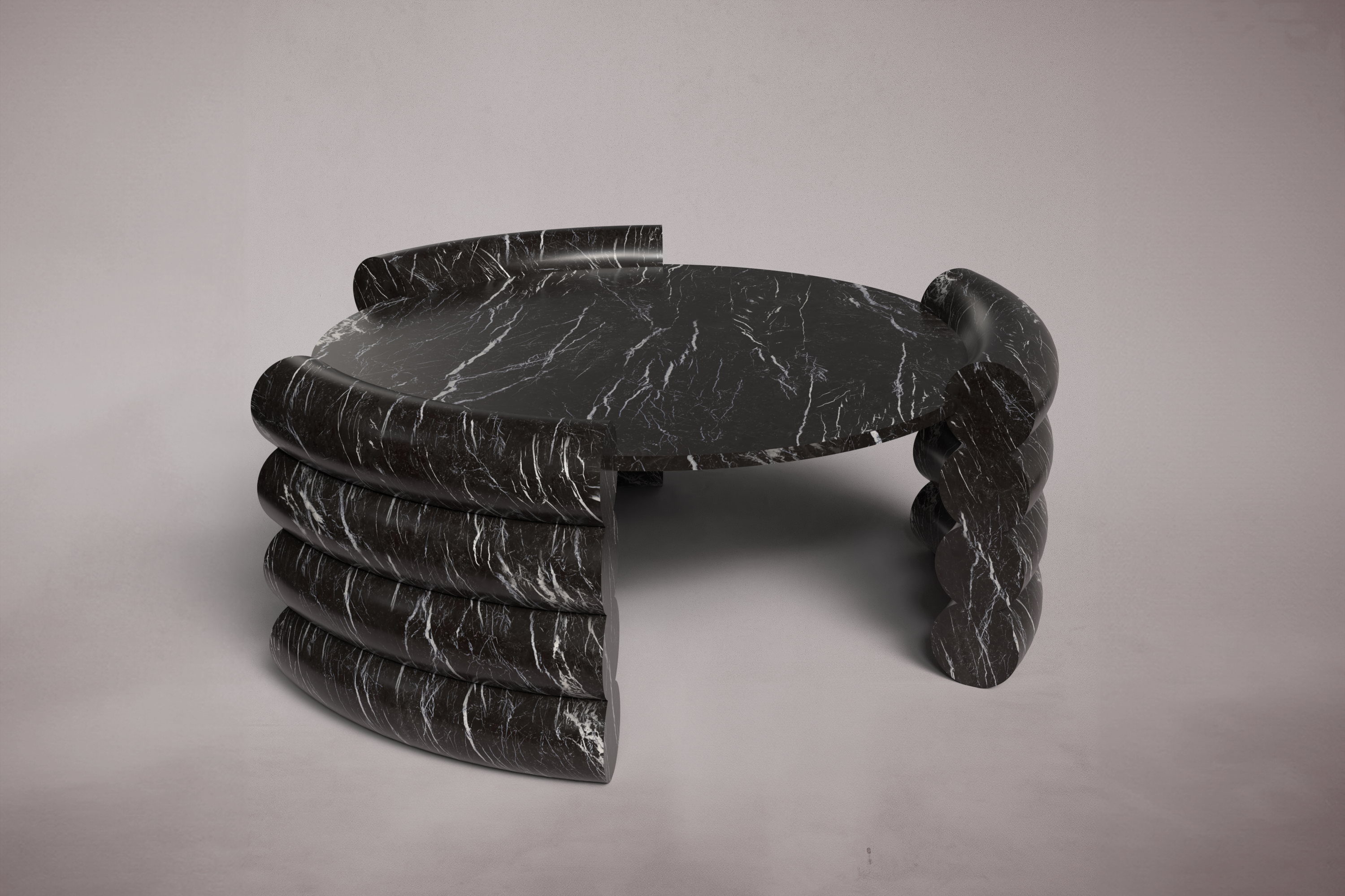 Antonette Alexander Black Marble Round Coffee Table