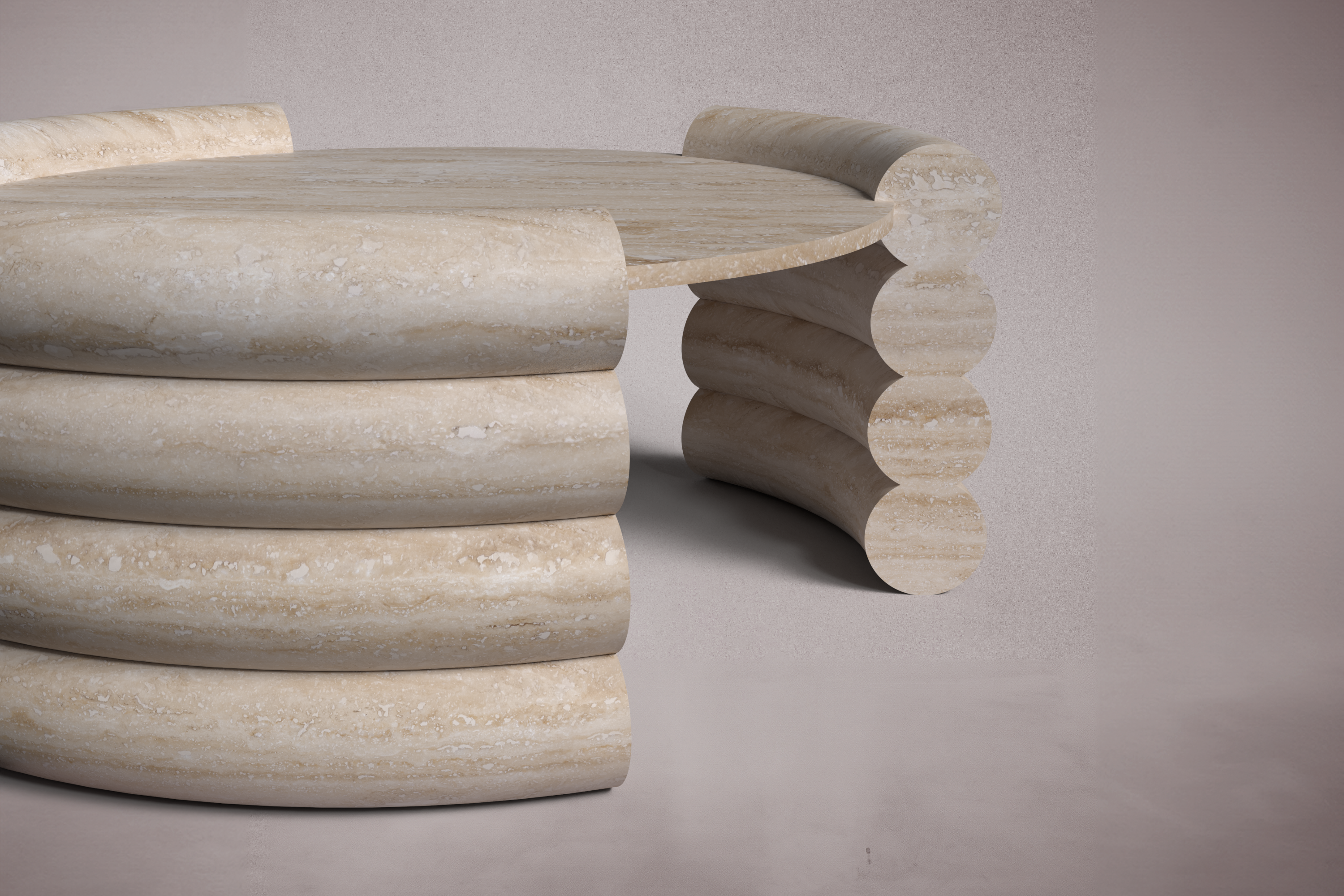 Antonette Travertine Round Coffee Table