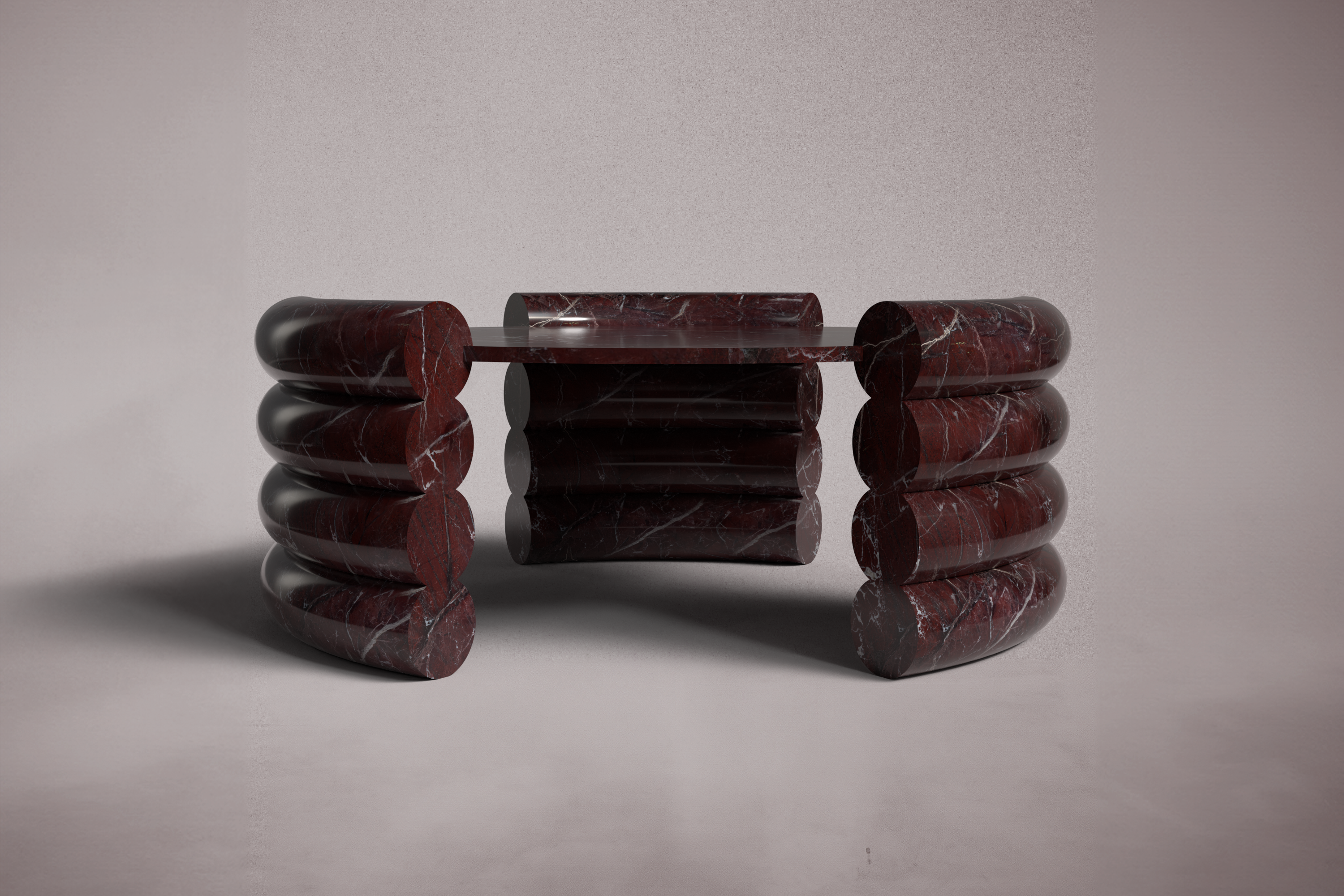 Antonette Rosso Levanto Marble Round Coffee Table
