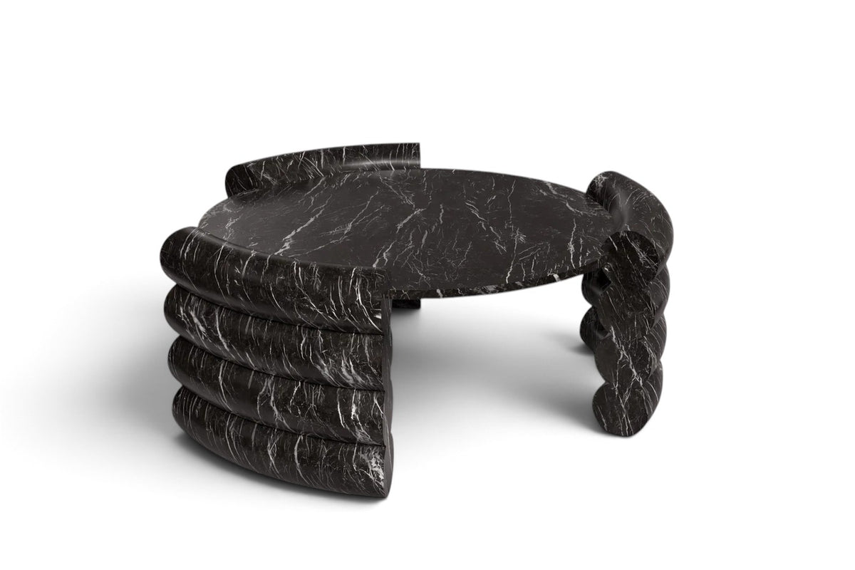 black marble coffee table. round black marble coffee table. marble coffee table. black marble center table. round black marble center table.