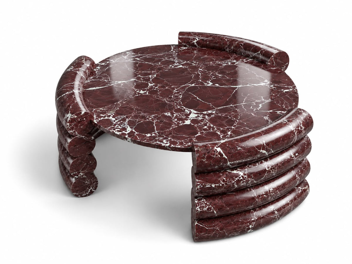red marble coffee table. round red marble coffee table. marble coffee table. red marble center table. round red marble center table.