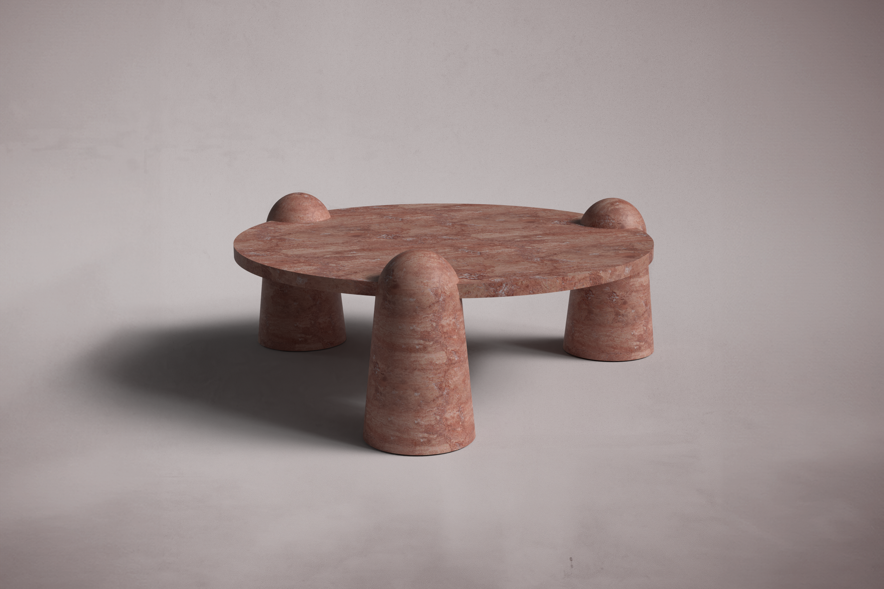 Bonna Red Travertine Round Coffee Table