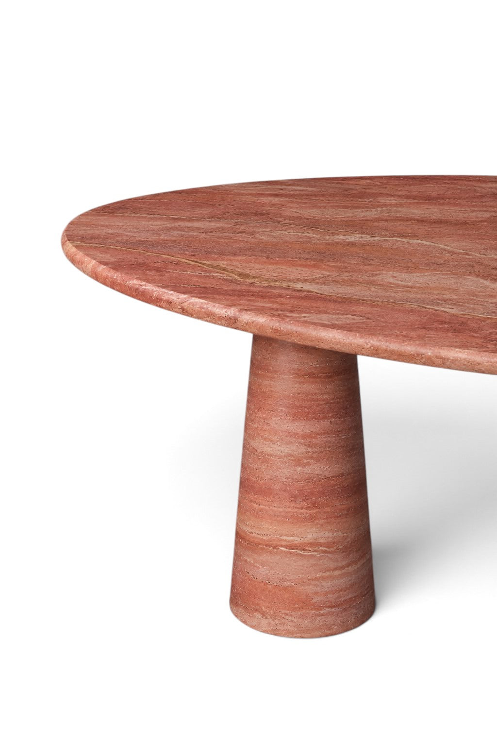 Élégance de Pierre Red Travertine Oval Dining Table