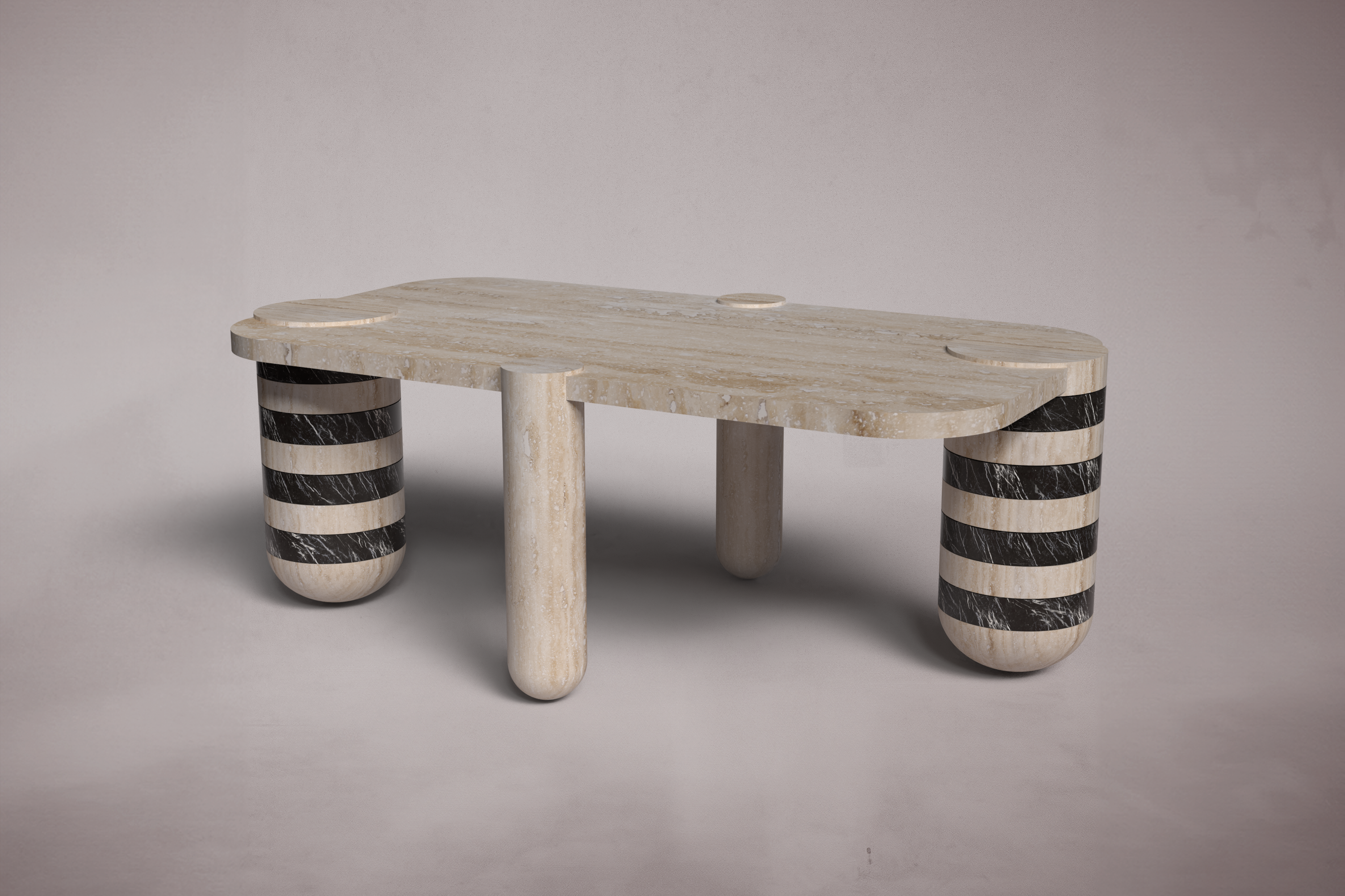 Exa Travertine Oval Coffee Table