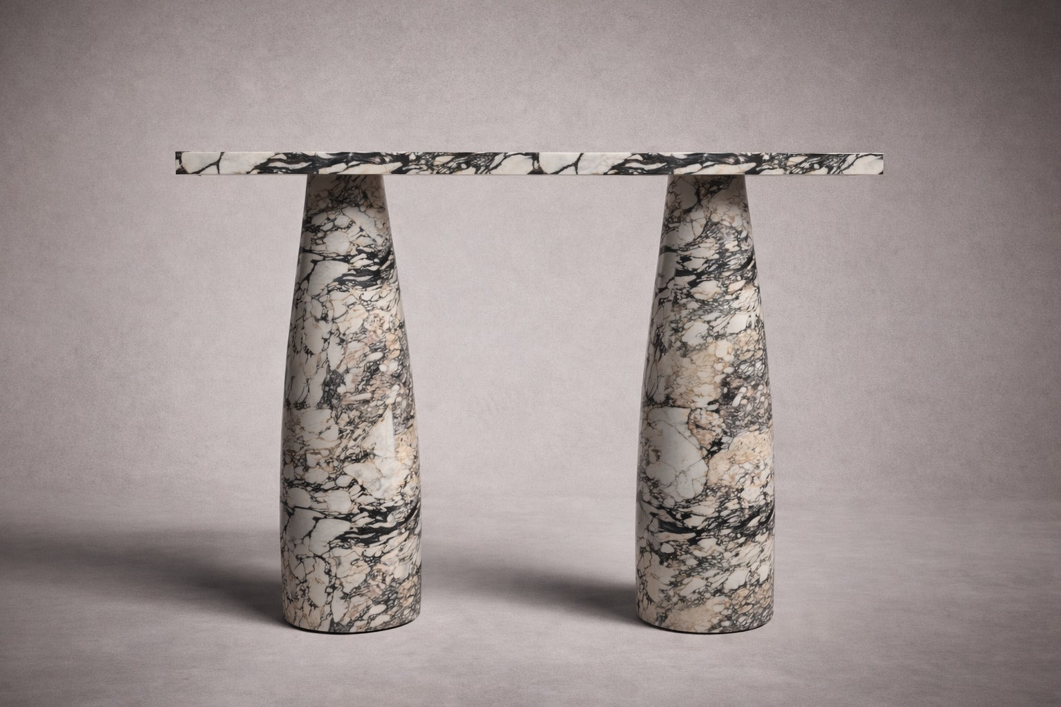 viola marble console table. white marble console table. marble console table. calacatta viola marble console table. custom marble console table. bespoke marble console table. rectangular white marble console table.