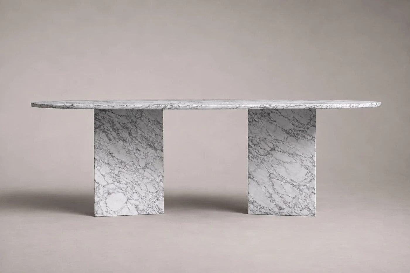 Hilda Oval Arabescato Marble Dining Table
