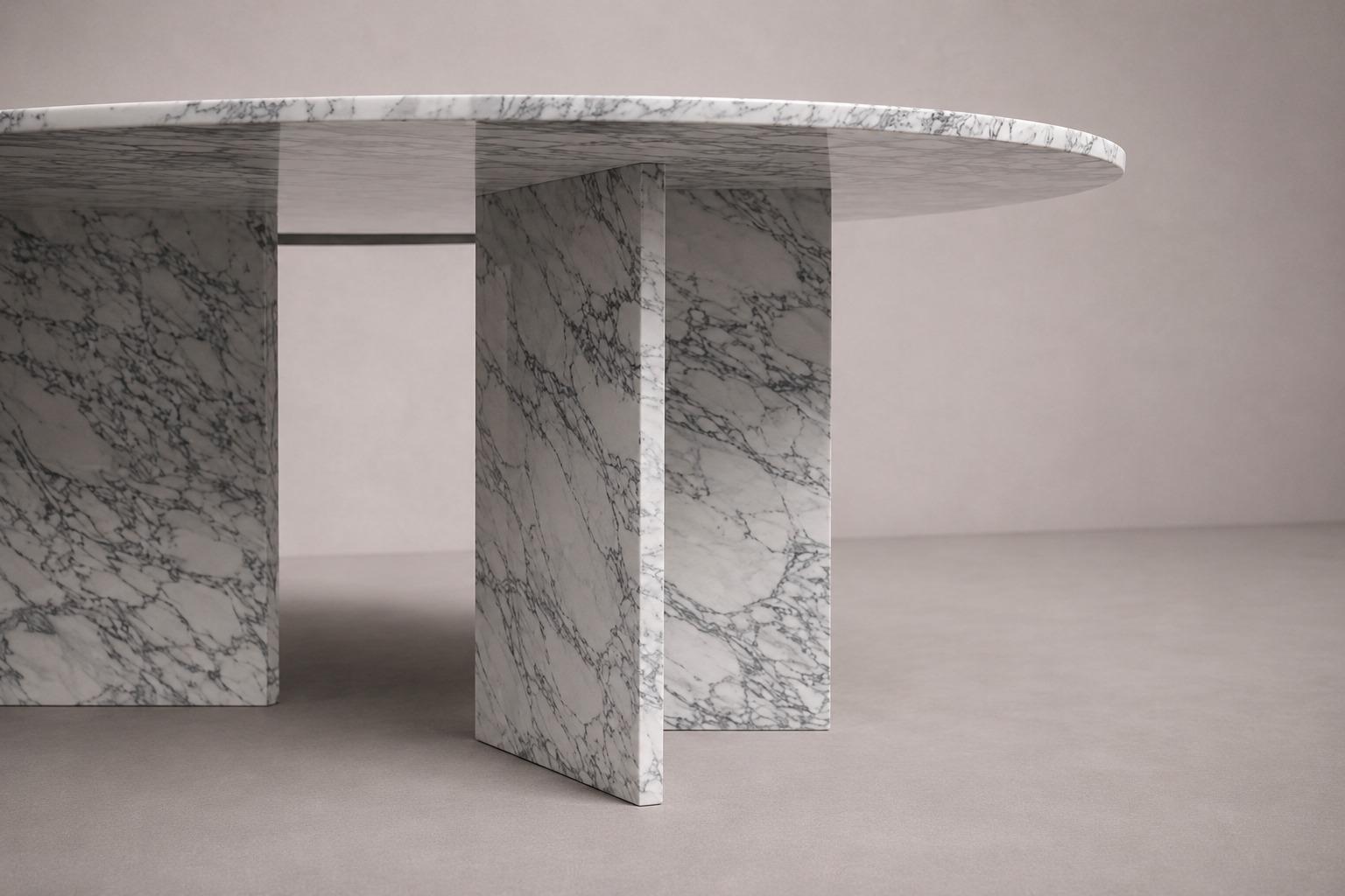 Hilda Oval Italian Carrara Marble Dining Table