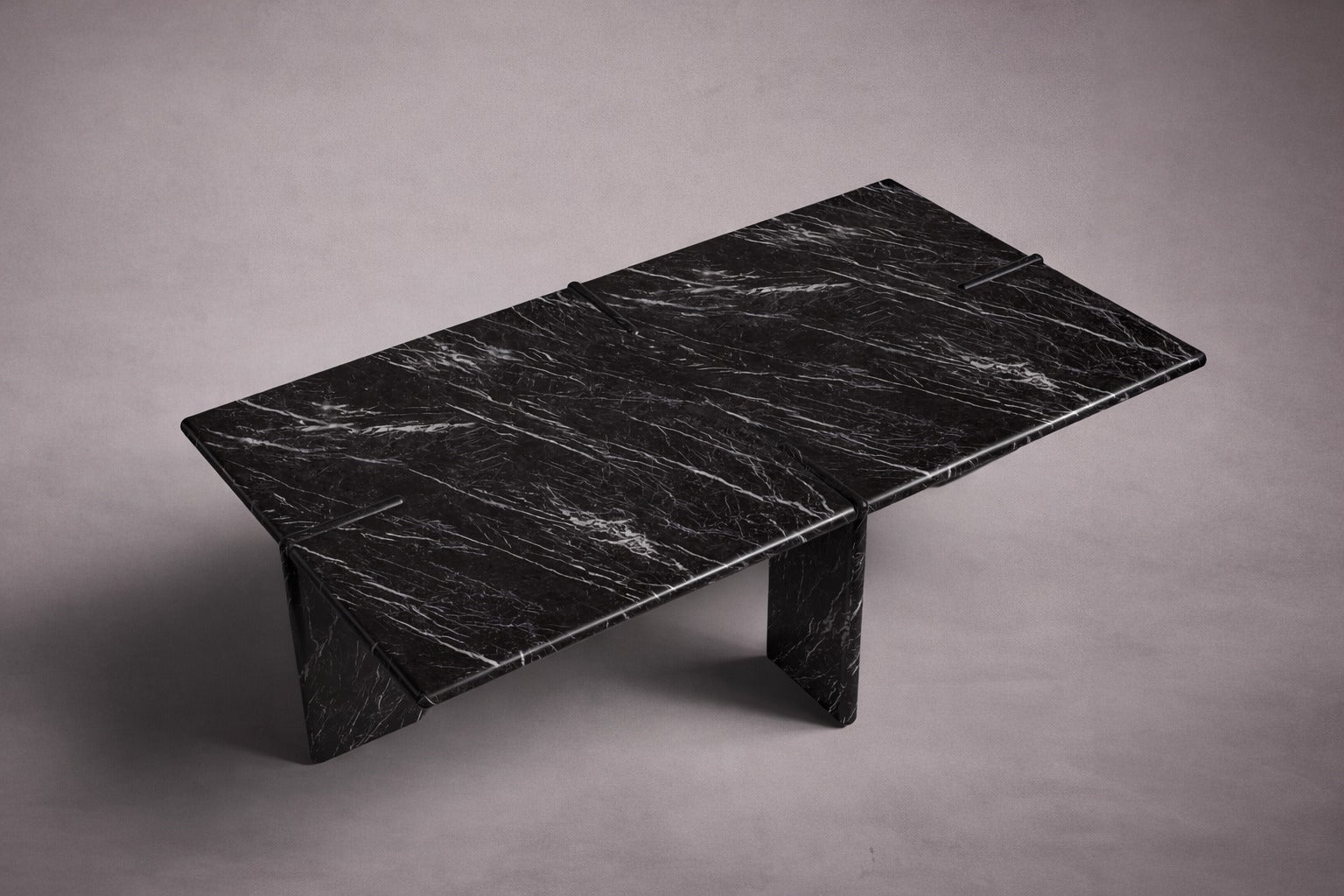 Luna Rechteckiger Alexander Schwarzer Marmor Couchtisch