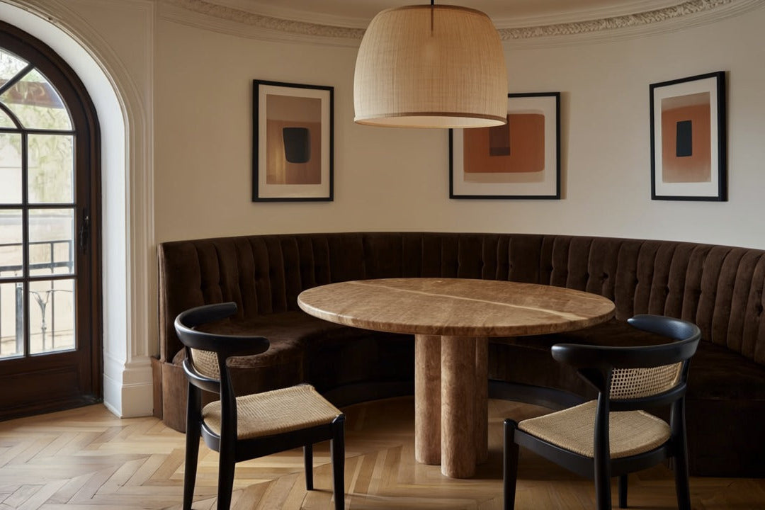 Zade Noche Travertine Round Table