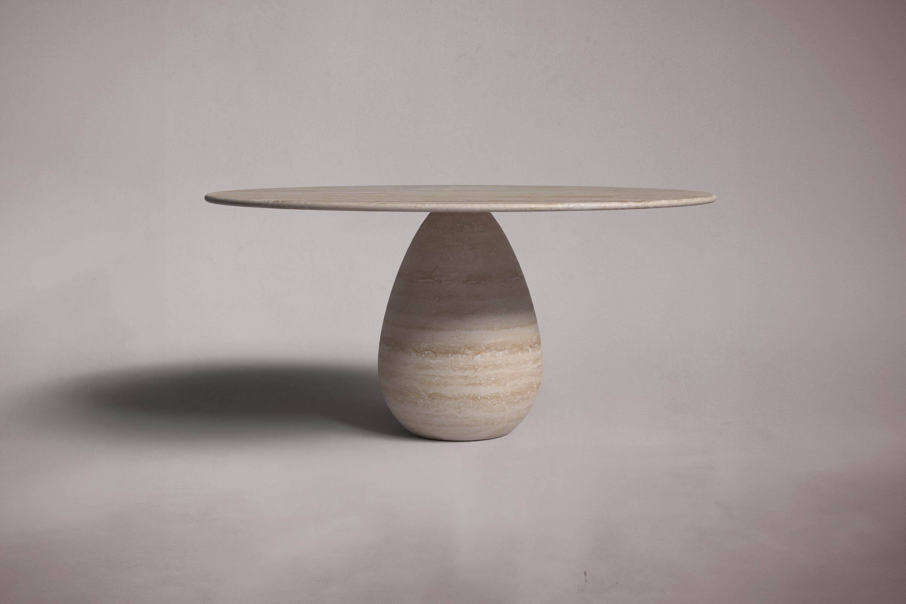 Pearl Noche Travertine Round Dining Table