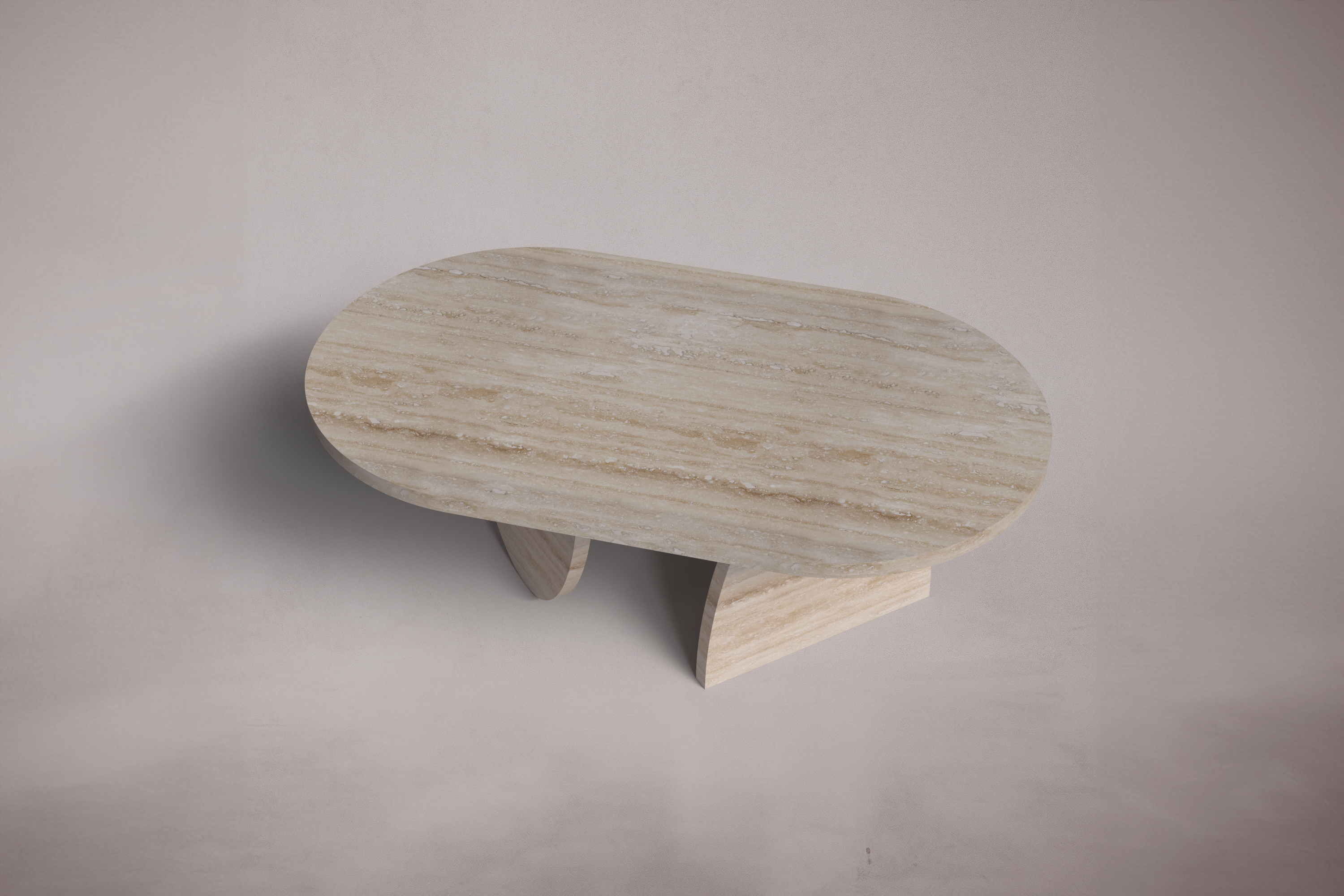 Pilar Travertine Oval Coffee Table