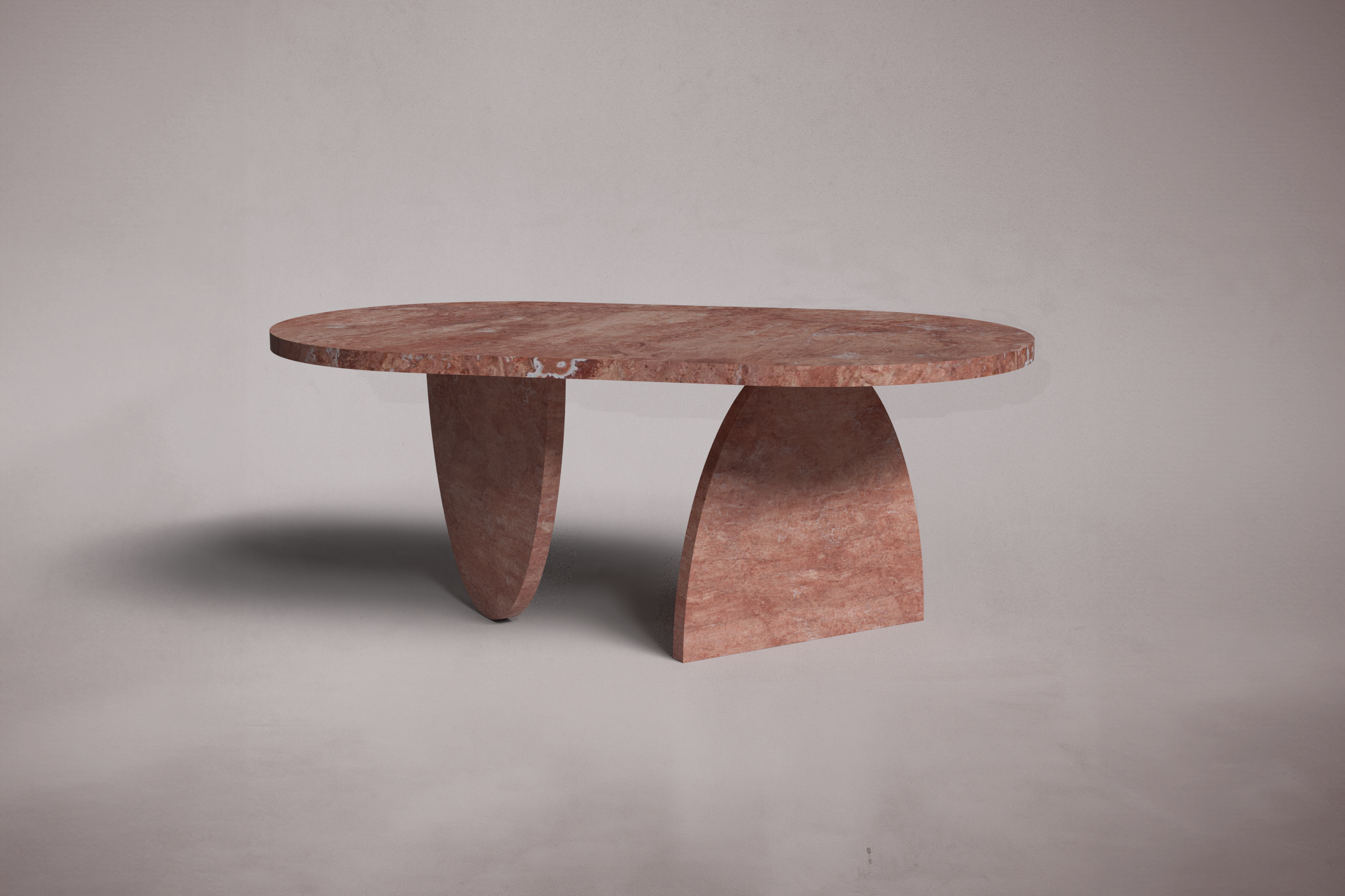 Pilar Red Travertine Oval Coffee Table