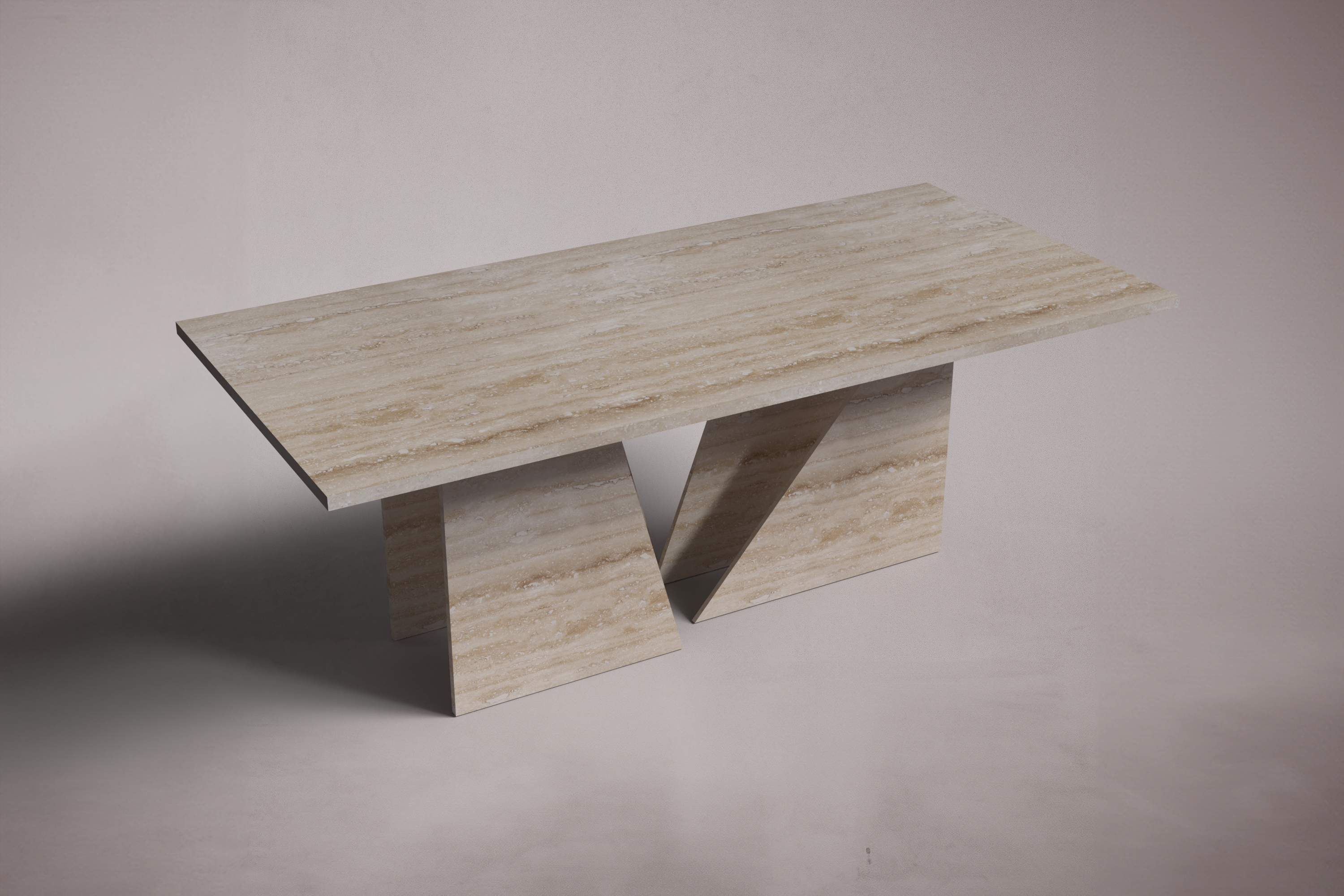 Pyra Rectangular Travertine Dining Table