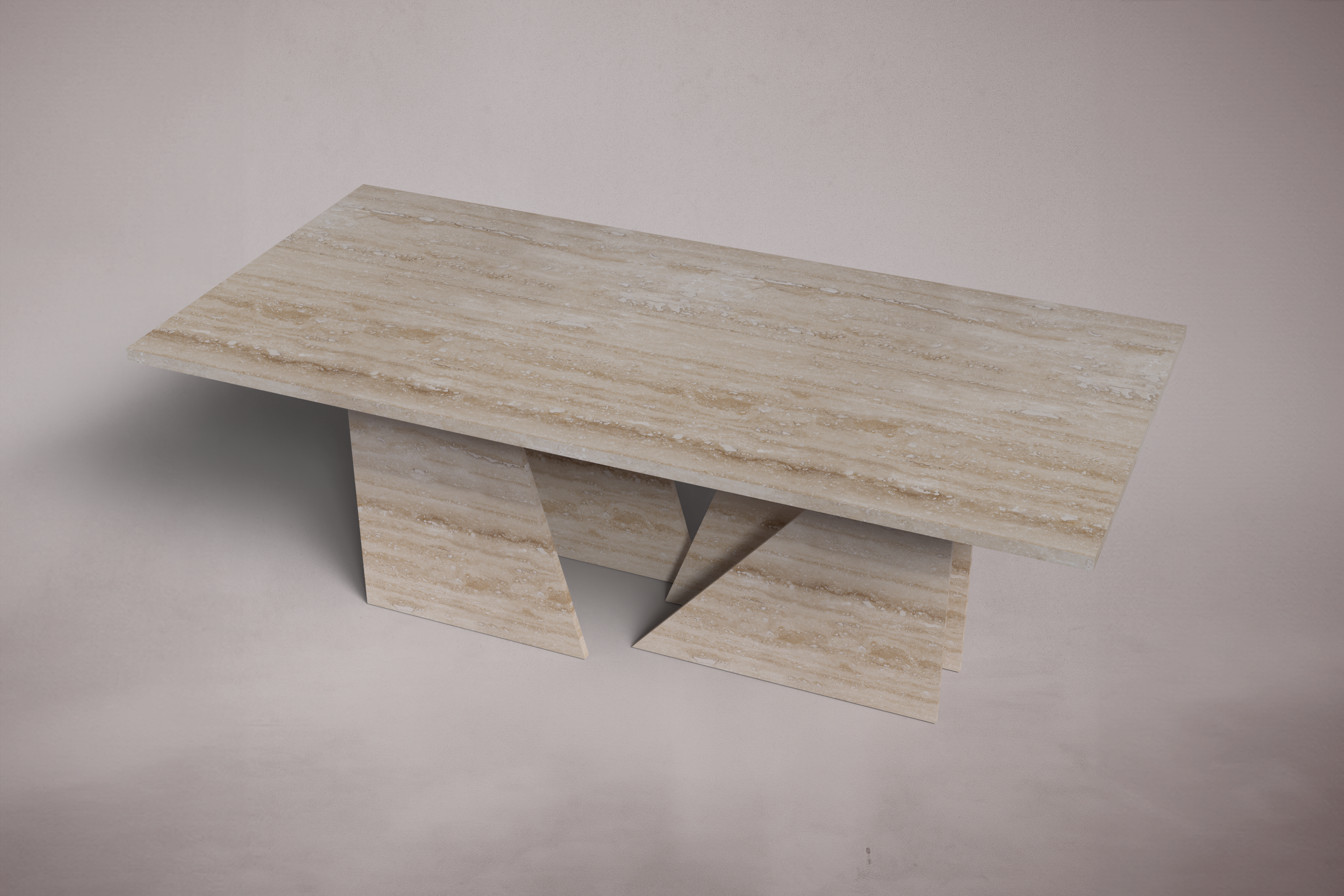Pyra Rectangular Travertine Dining Table