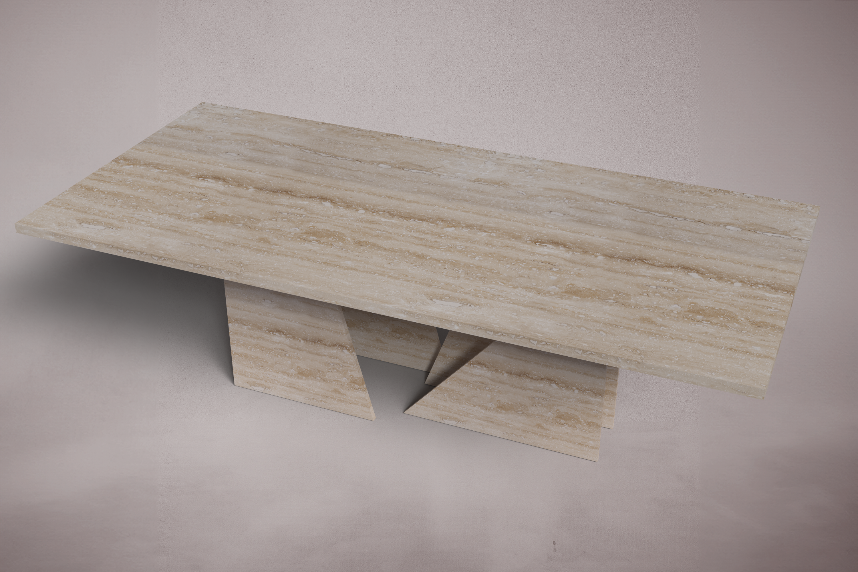 Pyra Rectangular Travertine Dining Table
