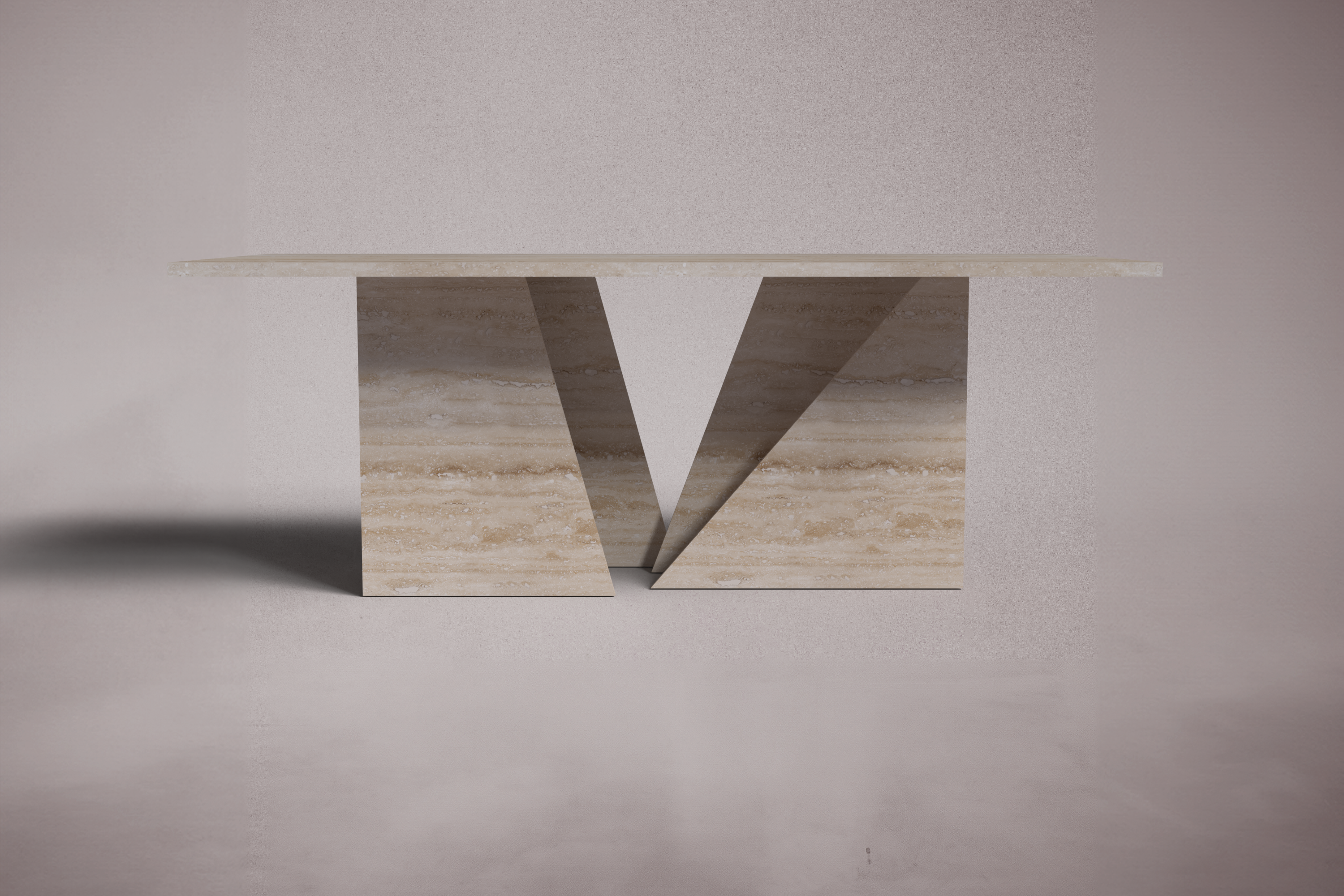 Pyra Rectangular Travertine Dining Table