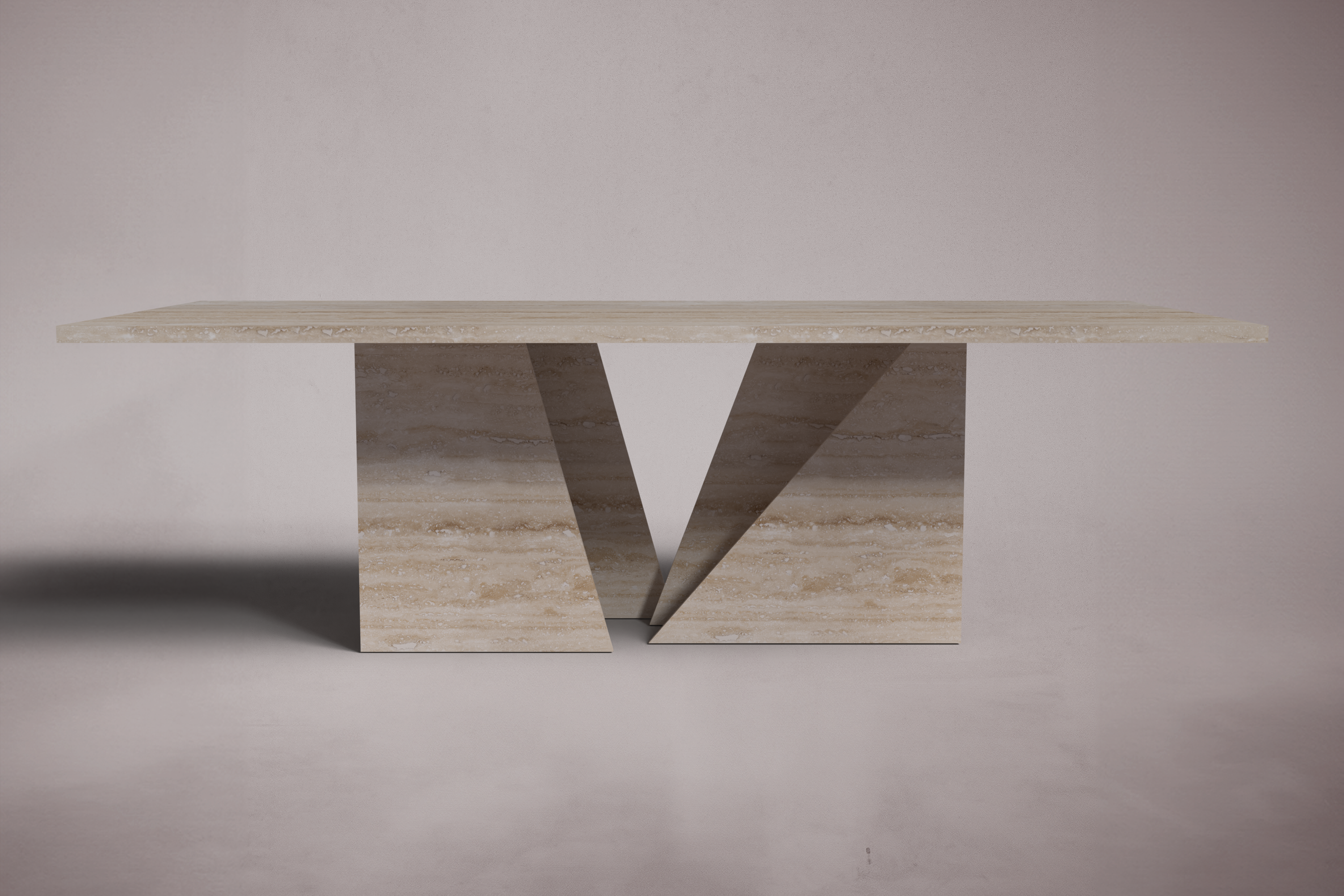 Pyra Rectangular Travertine Dining Table
