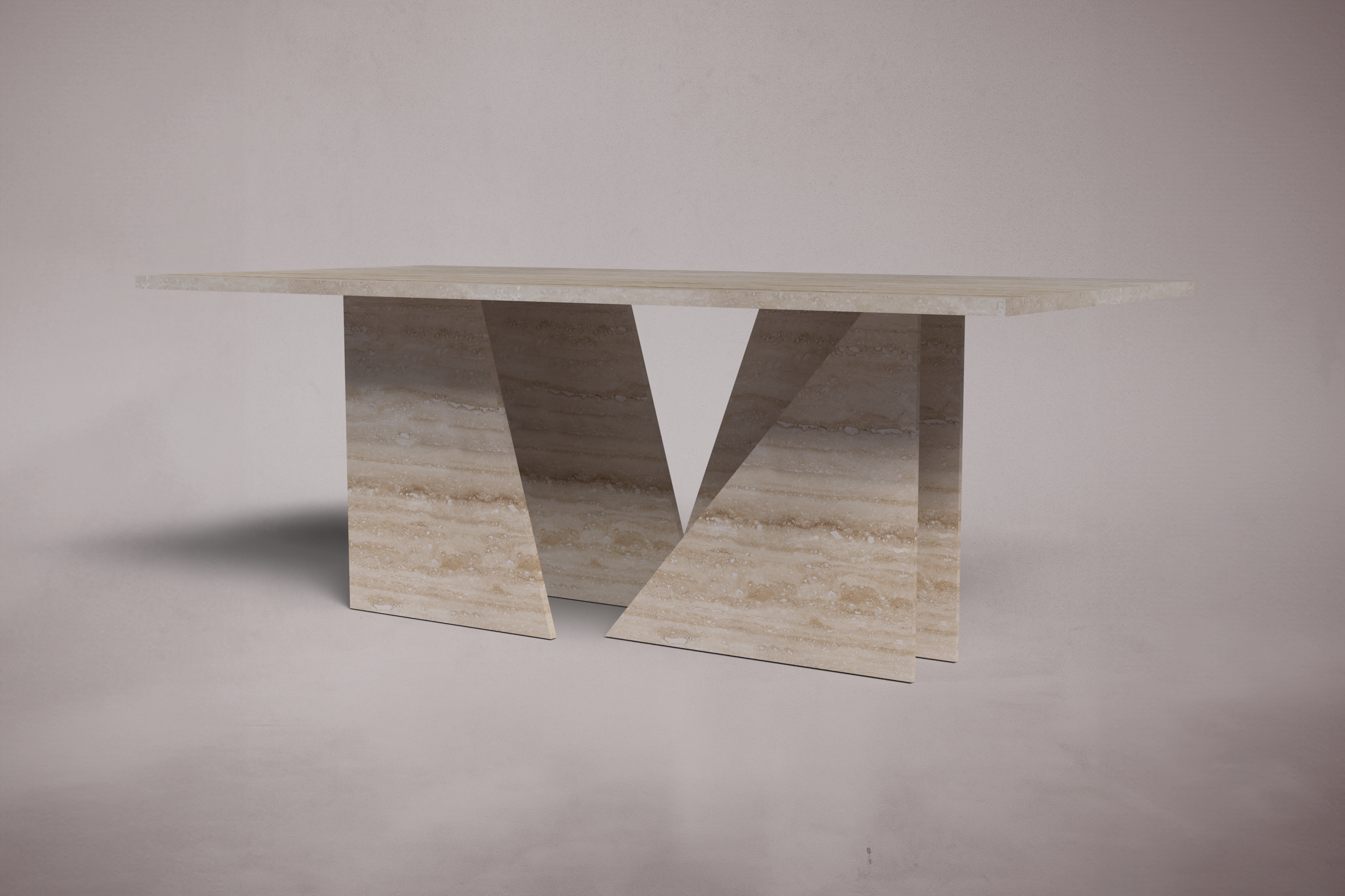 Pyra Rectangular Travertine Dining Table