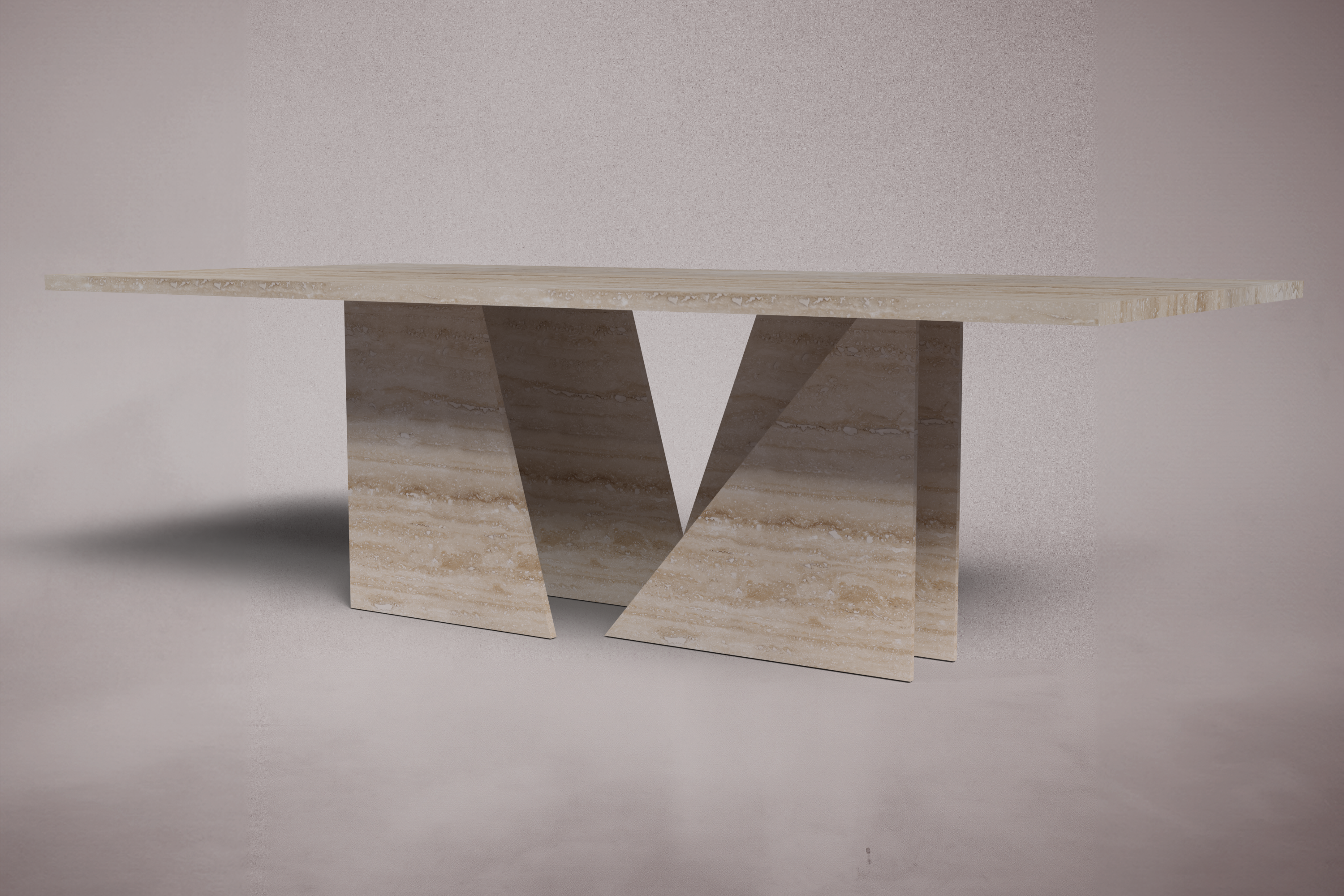 Pyra Rectangular Travertine Dining Table