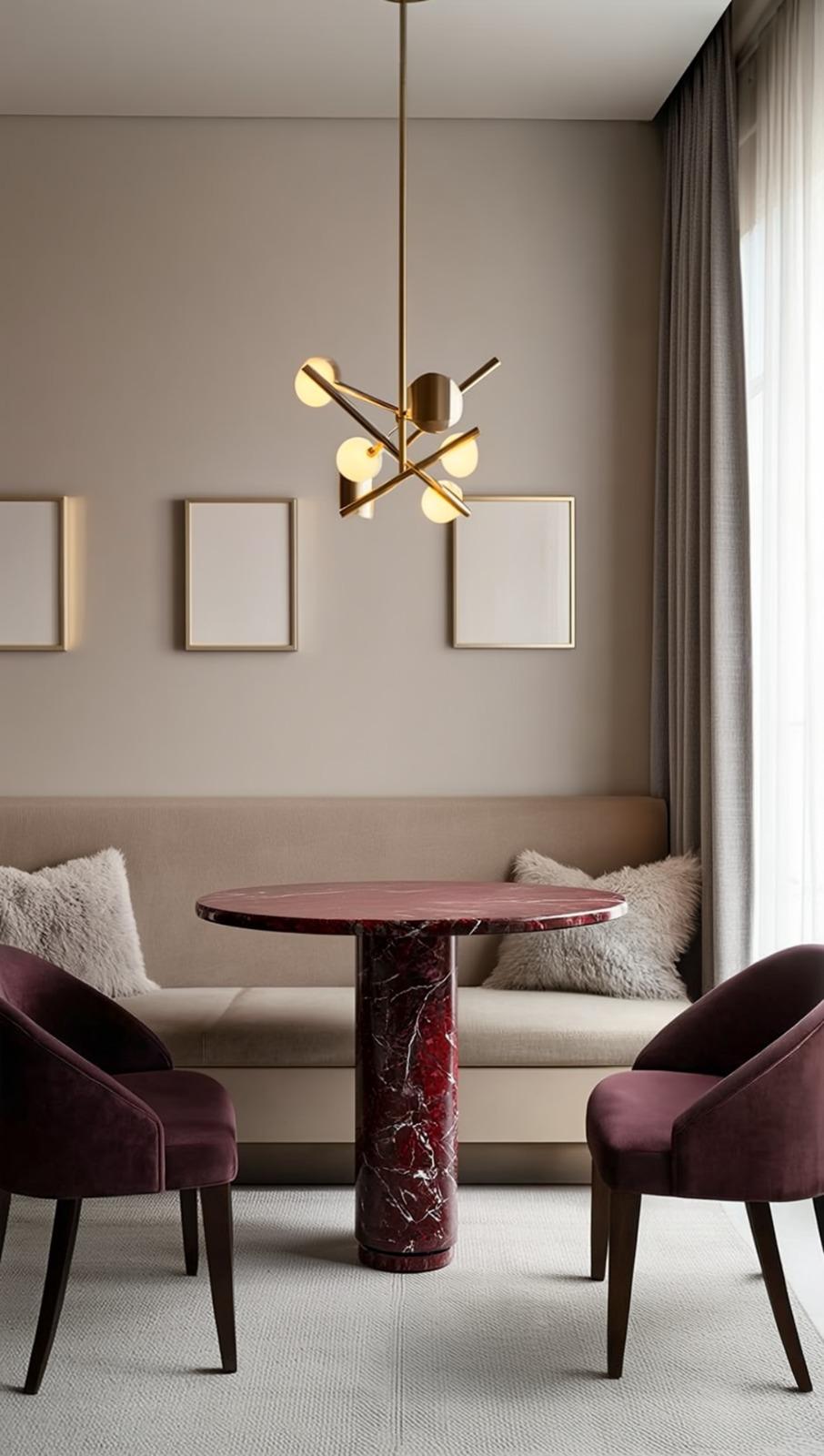 Maryluo Red Marble Round Table
