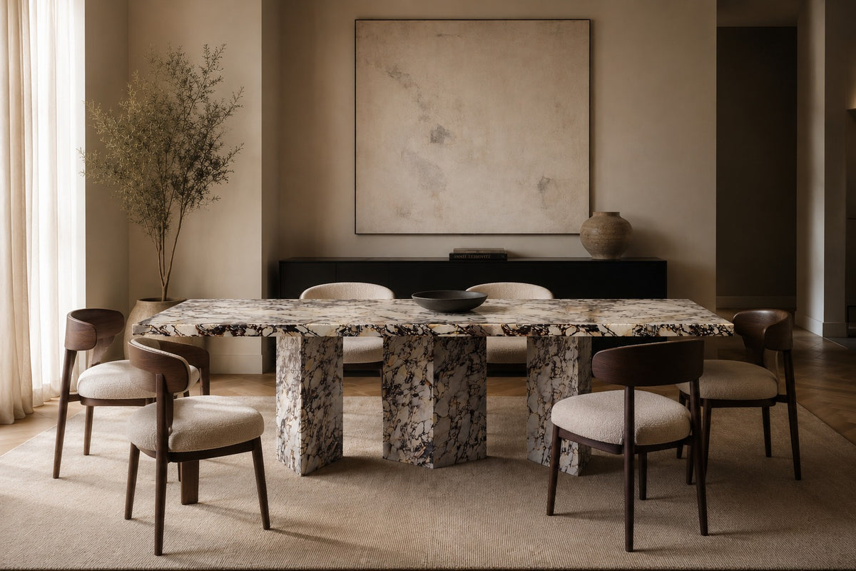 calacatta viola marble dining table. viola marble dining table. large marble dining table. custom marble dining table. custom marble table. outdoor marble table. rectangular marble dining table.