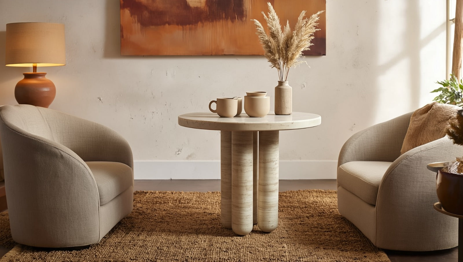 Flow Travertine Round Table