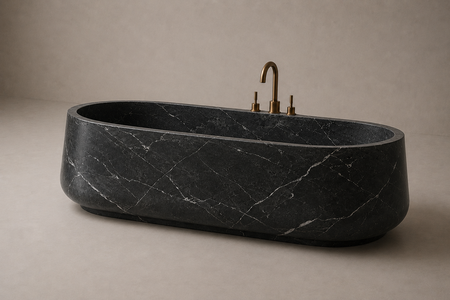 Freestanding marble bathtub with sculptural oval silhouette for luxury bathrooms. Custom marble bathtub in a refined freestanding design. Luxury freestanding marble bathtub handcrafted from natural stone. Bespoke marble bathtub with soft curved form for high end bathrooms. Custom freestanding marble bathtub for luxury interior design projects. Handcrafted marble bathtub with minimalist architectural silhouette
