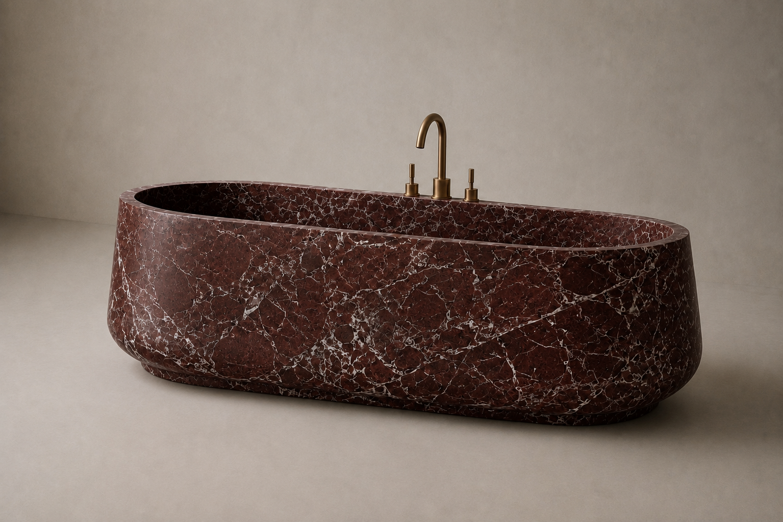 Freestanding marble bathtub with sculptural oval silhouette for luxury bathrooms. Custom marble bathtub in a refined freestanding design. Luxury freestanding marble bathtub handcrafted from natural stone. Bespoke marble bathtub with soft curved form for high end bathrooms. Custom freestanding marble bathtub for luxury interior design projects. Handcrafted marble bathtub with minimalist architectural silhouette

