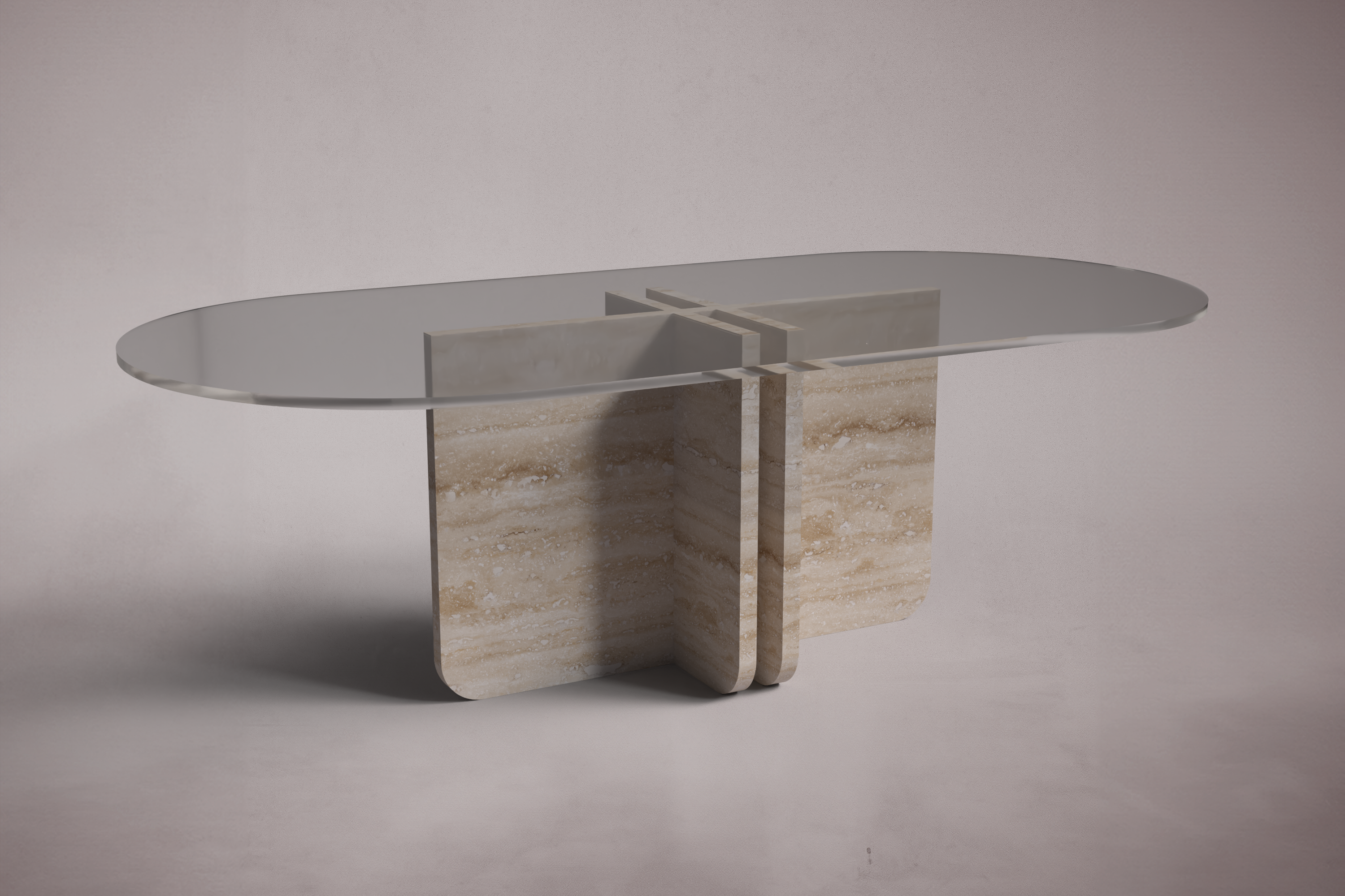 Valery Travertine Oval Dining Table