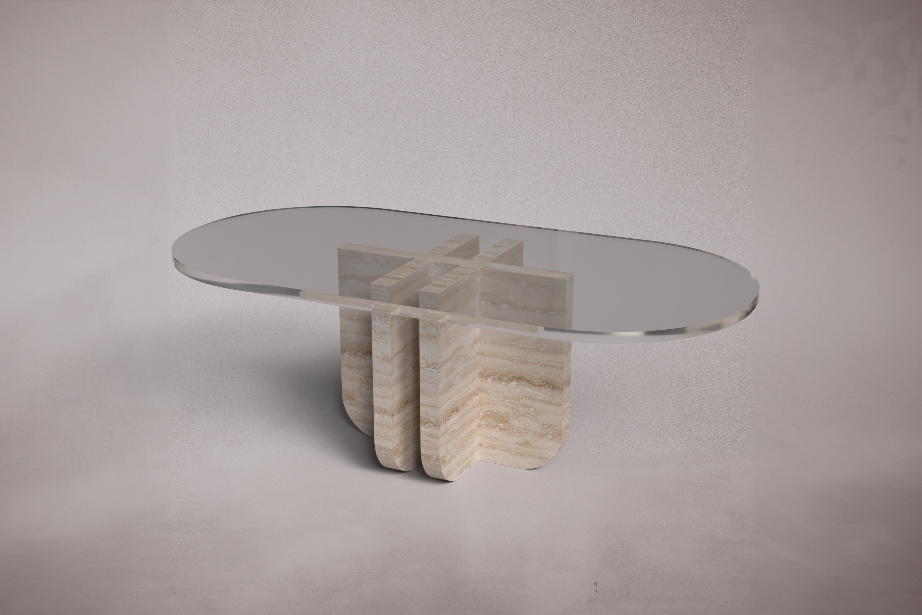 Valery Travertine Oval Coffee Table