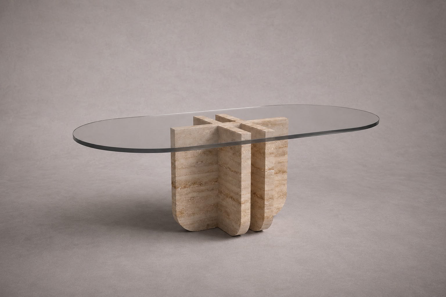 Valery Travertine Oval Coffee Table