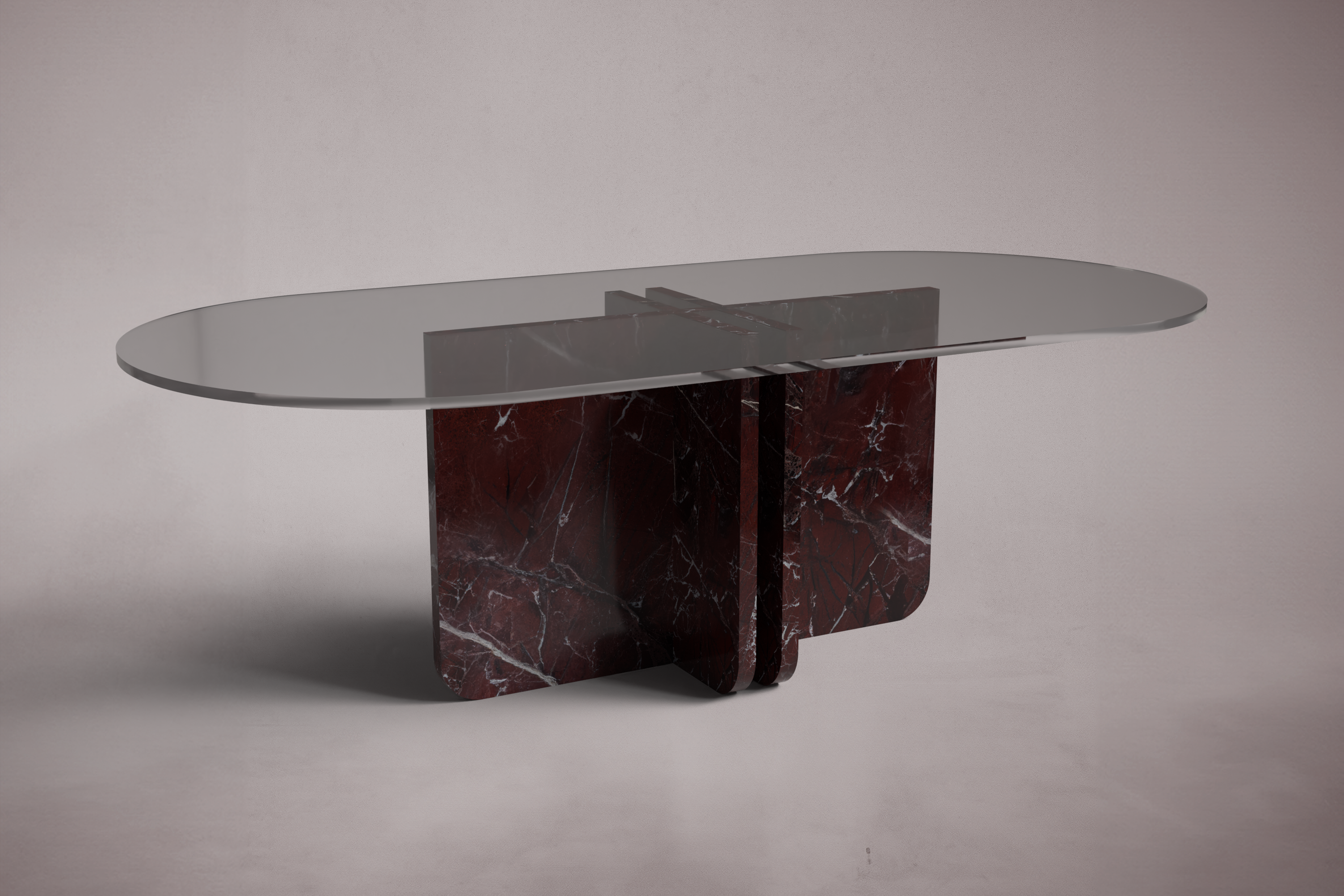Valery Red Marble Oval Dining Table