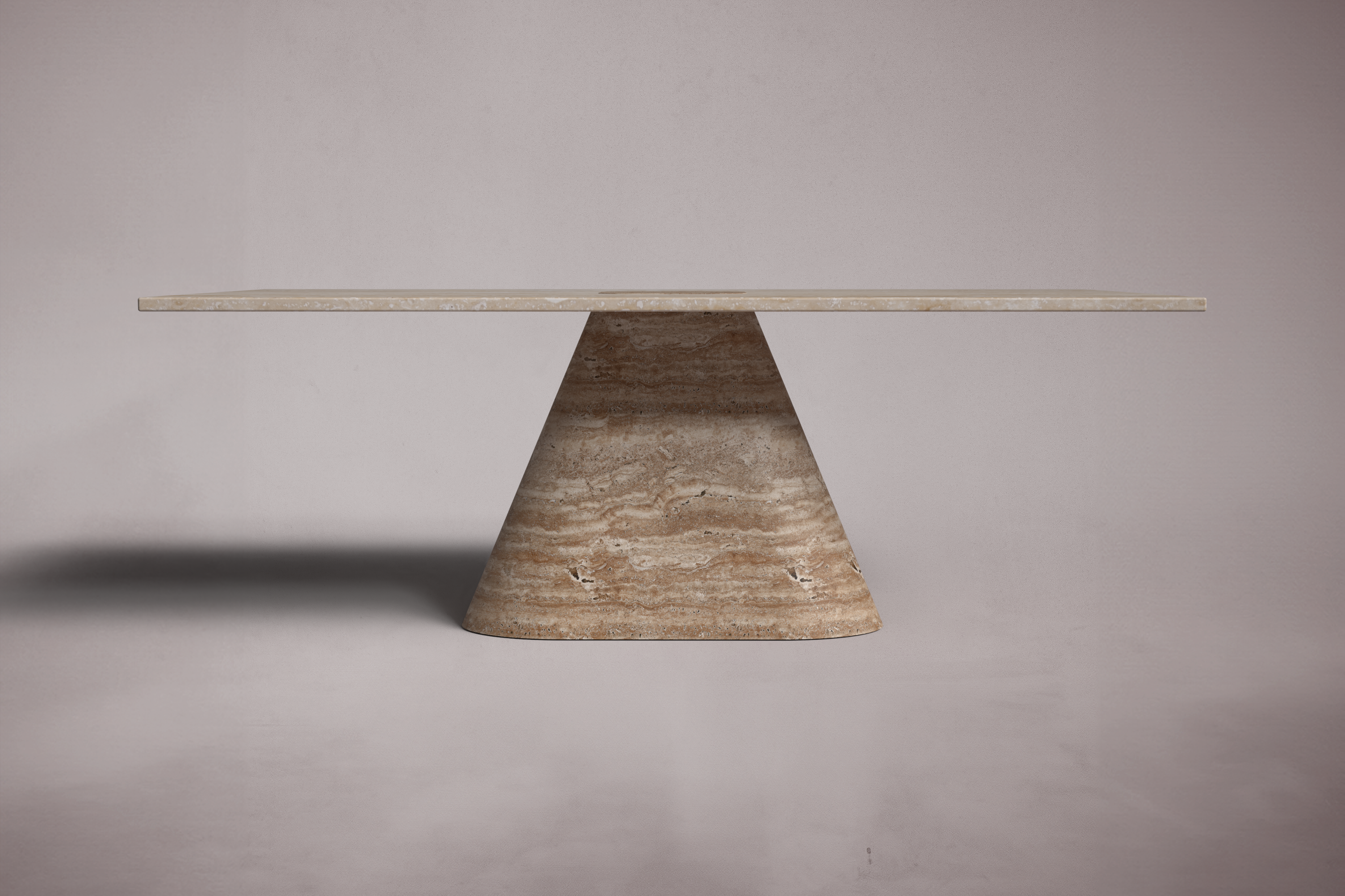 Vivian Rectangular Red Travertine Dining Table