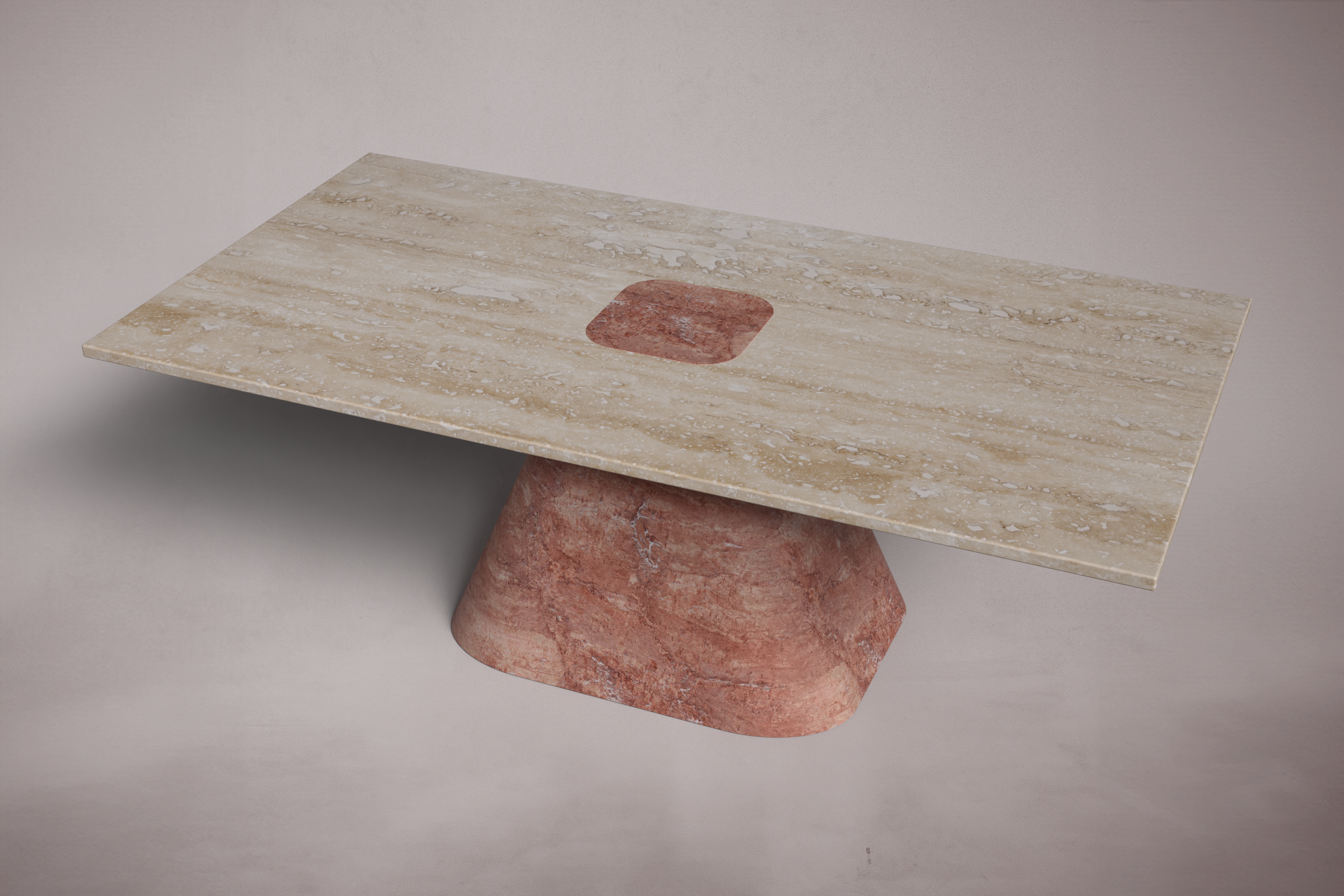 Vivian Rectangular Red Travertine Dining Table